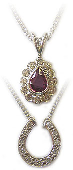 two diamond pendants